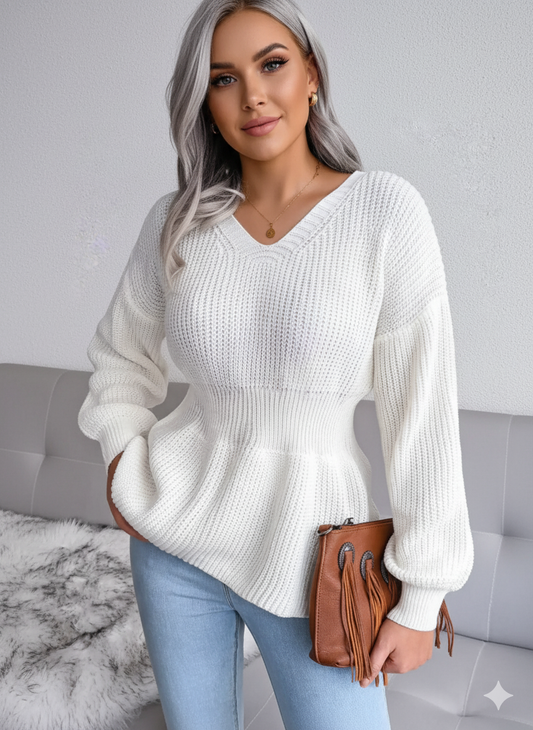 Lana V-Neck Dropped Shoulder Sweater